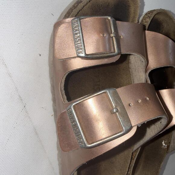 Birkenstock Arizona Kids Rose Gold Metallic Double Buckle Sandals Unsized - Picture 4 of 15